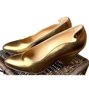 Vintage Maud Frizon pumps size 35 metalic gold 3’cone